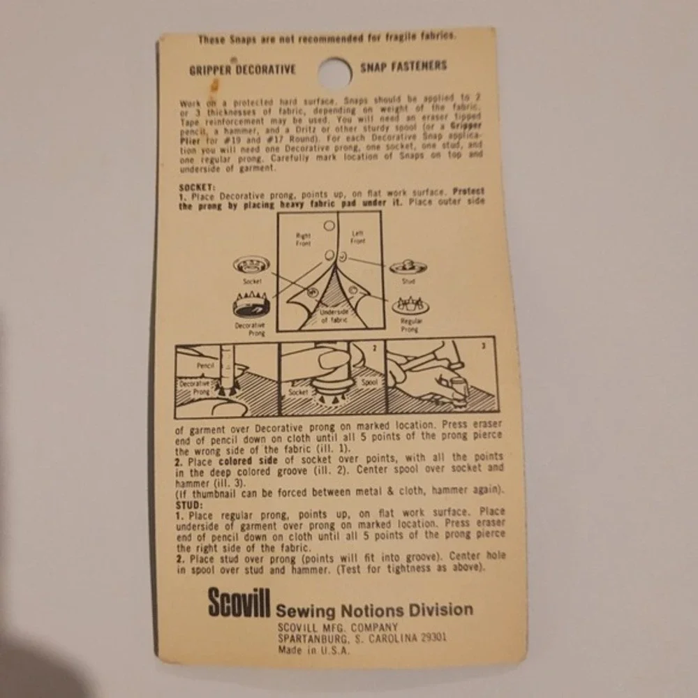 Vtg Scovill Clinton Ginger Snaps Fasteners 17  Lot of 3 USA 70s‎